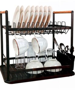 SECAPLATOS AC.INOX NEGRO DOBLE C/MADERA HUDSON