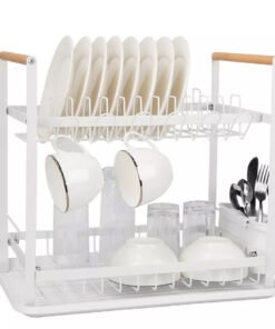 SECAPLATOS AC.INOX BLANCO DOBLE C/MADERA HUDSON