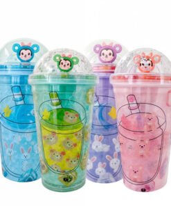 VASO INFANTIL TAPA BURBUJA C/SORBETE CONEJO X23247