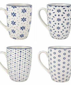 JARRO BOMBE 8C BLANCO FLORES Y ESTRELLAS B/AZUL