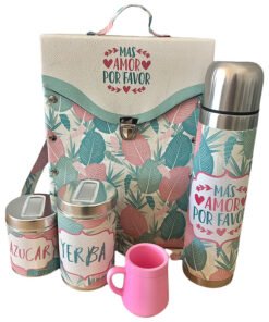 PORTATERMO+2 LATAS+MATE+TERMO+F.MAS AMOR POR FAVOR