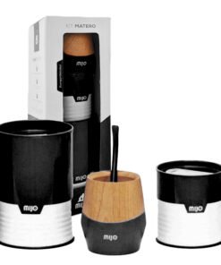 KIT MATE MIJO YERBA+AZUCAR C/BOMB.METAL NEGRO