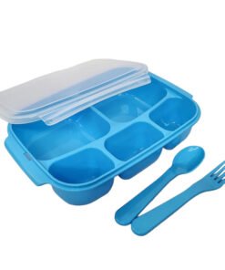 LONCHERA+CUBIERTOS C/5 DIVISIONES T/HERM.CELESTE