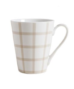JARRO MUG RECTO CUADROS BEIGE 310ML