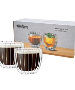 SET X2 VASOS DOBLE VIDRIO RAYADO 150ML HUDSON
